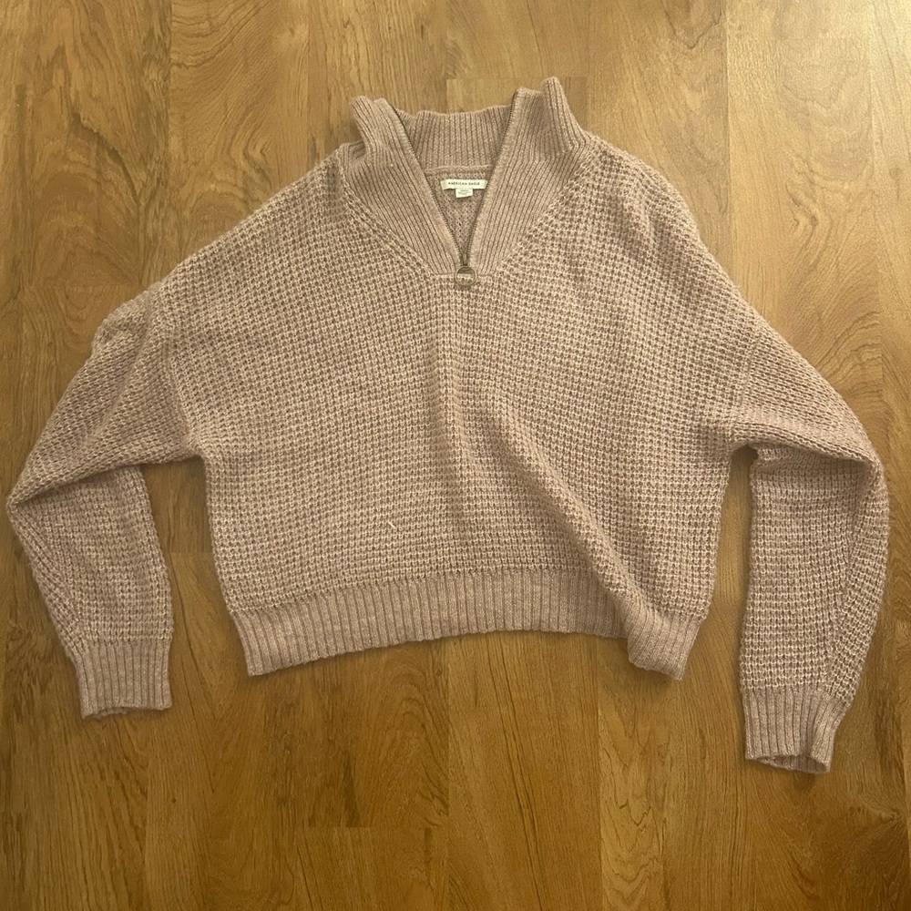 american eagle purple/pink washed quarter zip sweater size medium